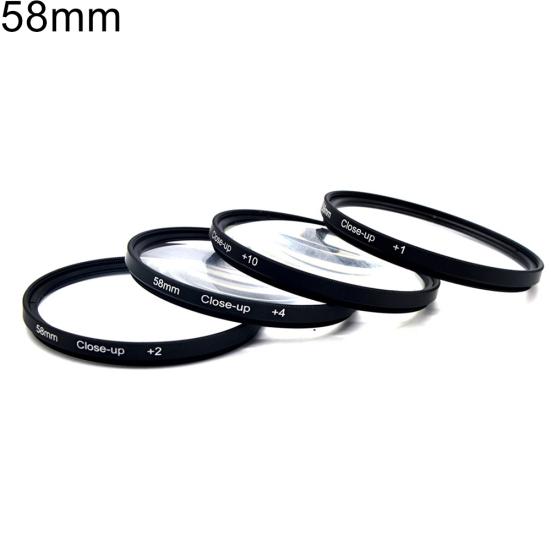 4Pcs 37-82mm +1 +2 +4 +10 Optical Glass SLR Camera Macro Lens Close-up Filters