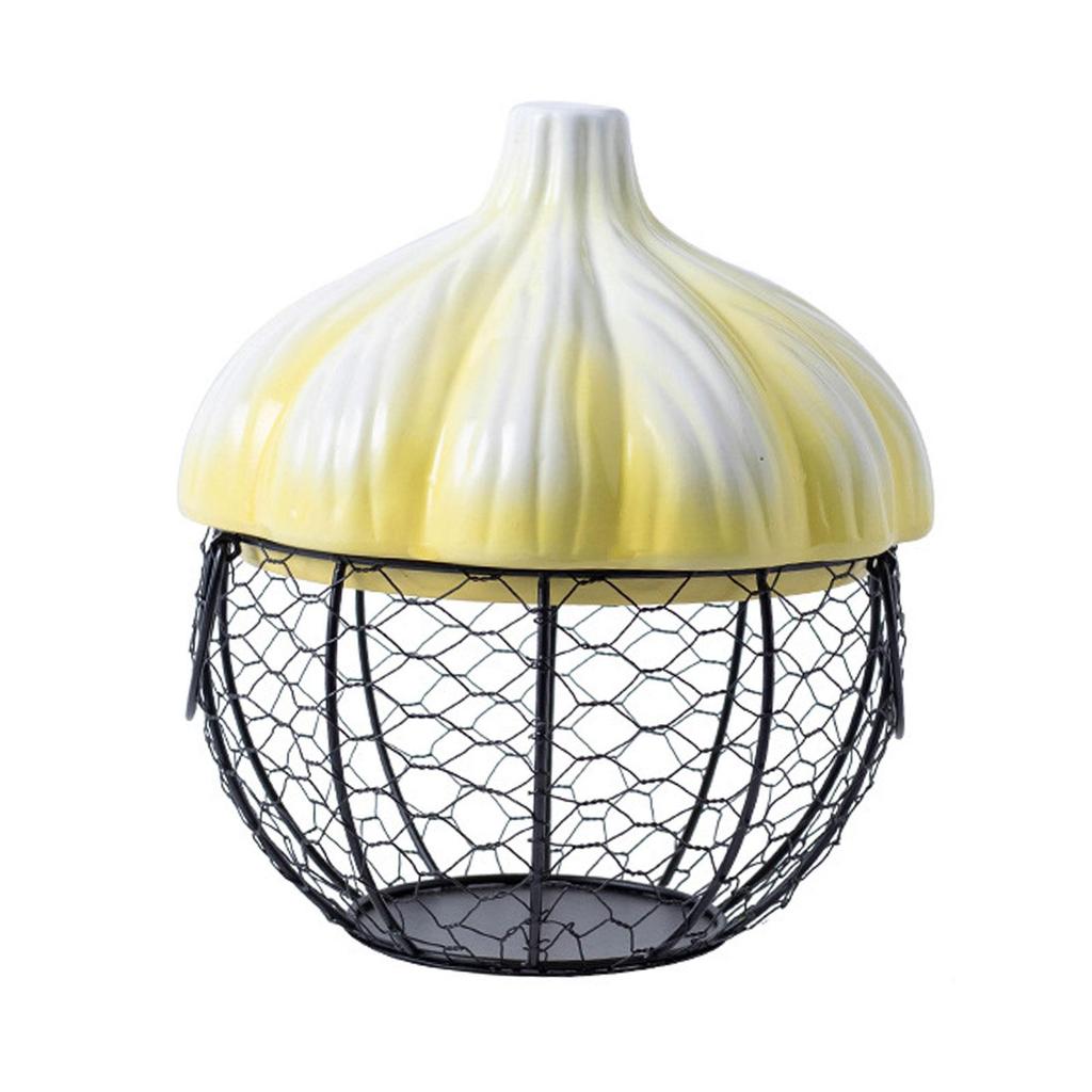 Kitchen Supplies Ceramic Holder Fruit Basket for Garlic Ginger Egg Storage Basket Farmhouse Decor