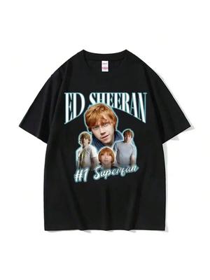 Vtipné tričko Ed Sheeran Number One Superfan Meme Wounisex Módní Retro Tričko s Krátkým Rukávem Unisex Gotické Ležérní Tričko