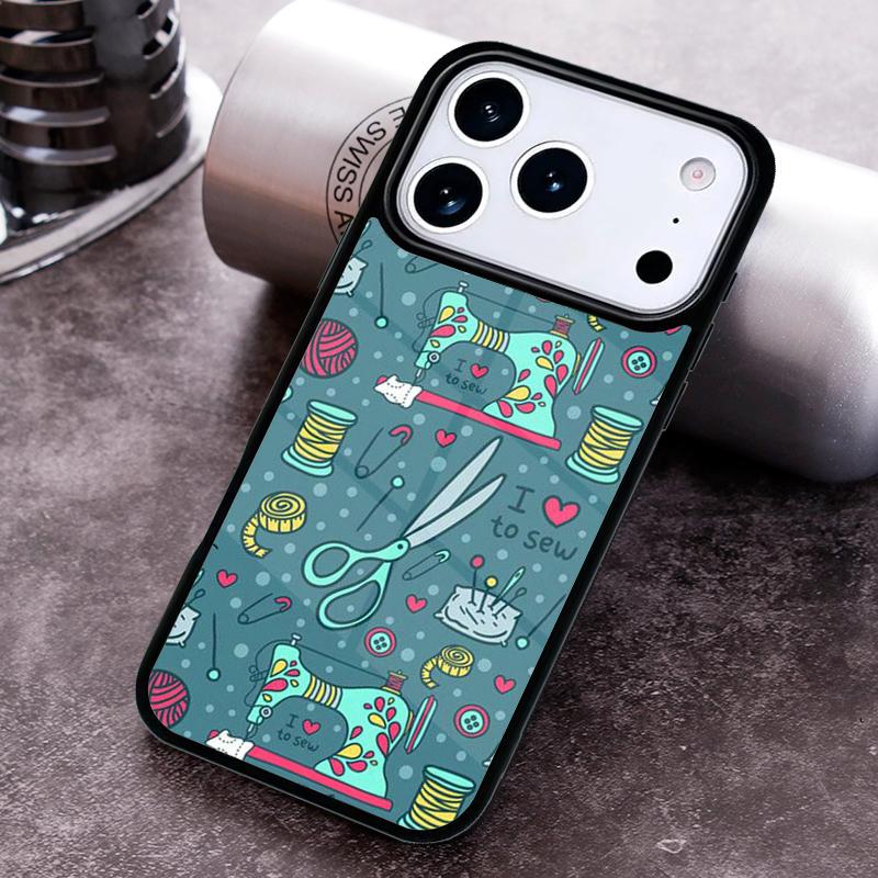 Sewing Machine Pattern print Phone Case For iPhone 17,16e,15,14,13,12,11,Mini,Pro,MAX soft Silicone Cover