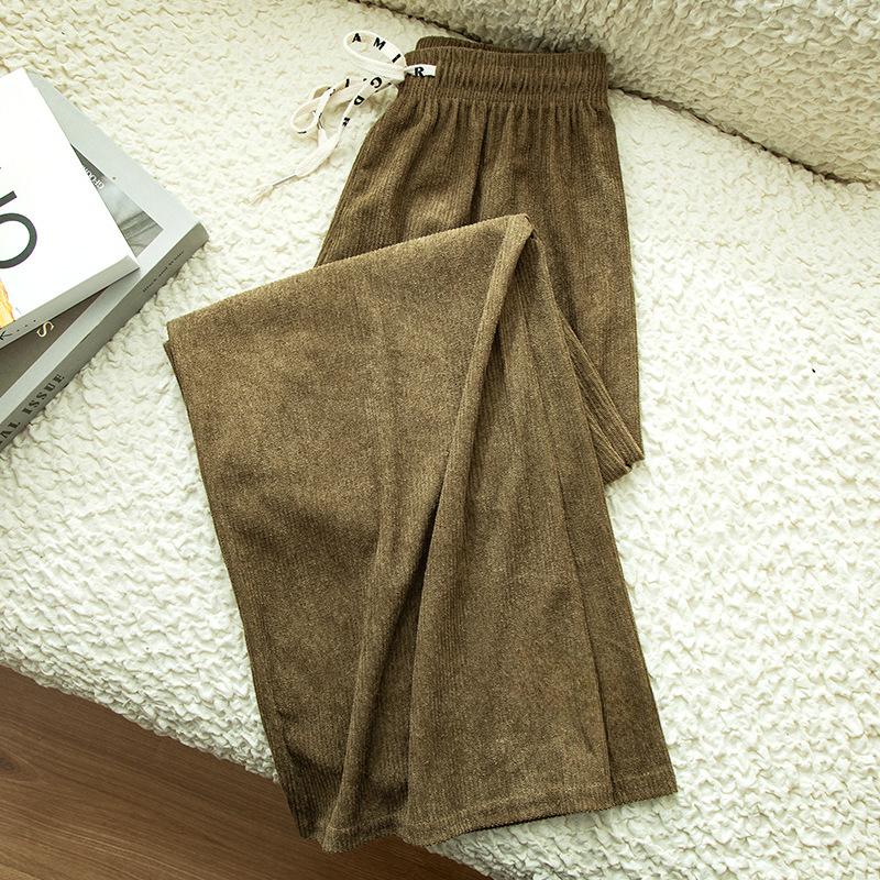 Вельветовые брюки, осенние и зимние драпированные брюки с высокой талией, повседневные широкие брюки