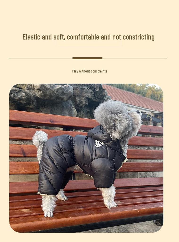 British Style Waterproof Cotton Coat for Small Dogs - Warm Four-Legged Winter Clothing for Pomeranians and Teddy Breeds