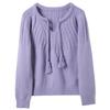 Sancai Women's 2026 Winter V-Neck Cable Knit Pullover