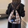 Large Capacity Premium Tote Bag Women's Bag 2025 New Woolen Plaid Tote Bag Fashion Backpack