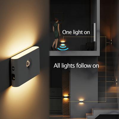 Smart Linkage Motion Sensor Nachtlicht Wiederaufladbare Drahtlose Magnetische LED Induktion Lampe Wand Hause Schlafzimmer Küche Treppe