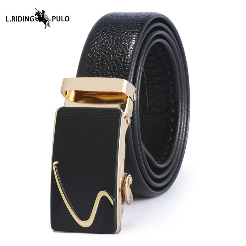 Pánský kožený opasek s automatickou sponou, business, korejský styl, kreativní, ležérní, všestranný, odolný proti opotřebení, dárkový opasek