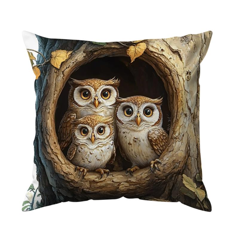 1 Pc Owl Pattern Pillowcase Throw Pillow Cushion Cover Seat Car Home Decor Sofa Bed Halloween Decorative Pillowcase 45X45Cm