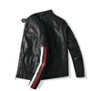 Men's Motorcycle Leather Racing Suit Colorblock Embroidery Motorcycle PU Jacket Windproof Cotton Jacket