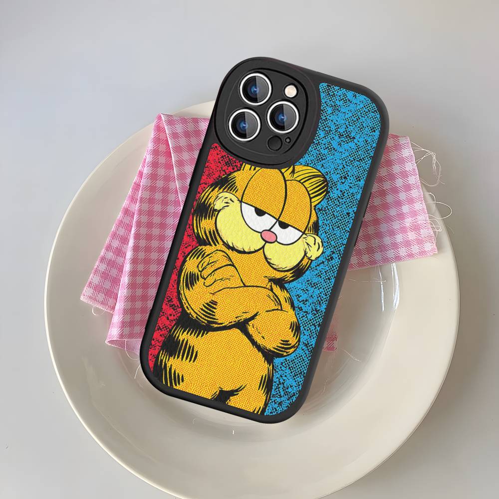 Cute Anime G-Garfields Cat Phone Case For Iphone 16 15 14 13 12 11 Pro Max Plus Leather Soft Back Cover