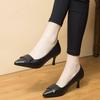 Echtleder Schuhe Damen Pumps mit spitzer Zehe Hohe Absätze Flach Mode Schwarz Arbeitsschuh Damen Partyschuhe Übergröße 33-40