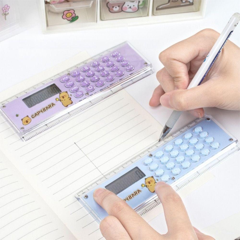 Mini Ruler Calculator 8-digit Measuring Ruler New Straightedge Students