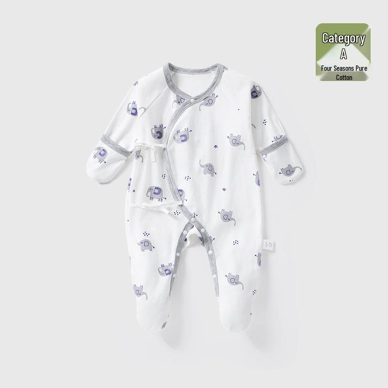 Baby Romper Pure Cotton A-Grade Crawling Suit with Hand & Foot Covers - Anti-Scratch Pajamas for Boys & Girls