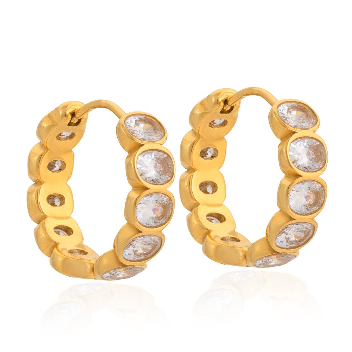 Gold Plated Stainless Steel Hoop Earrings 18K Gold Color CZ Minimalist Modern Earrings for Women earring золотой
