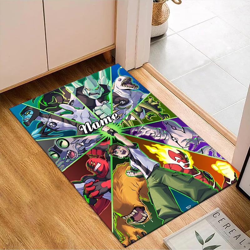 Custom Name Ben Alien Force Rug Game Carpet, Floor Mat for Bedroom Living Room Entryway Rug, Home Decor Idea Gift for Christmas birthday