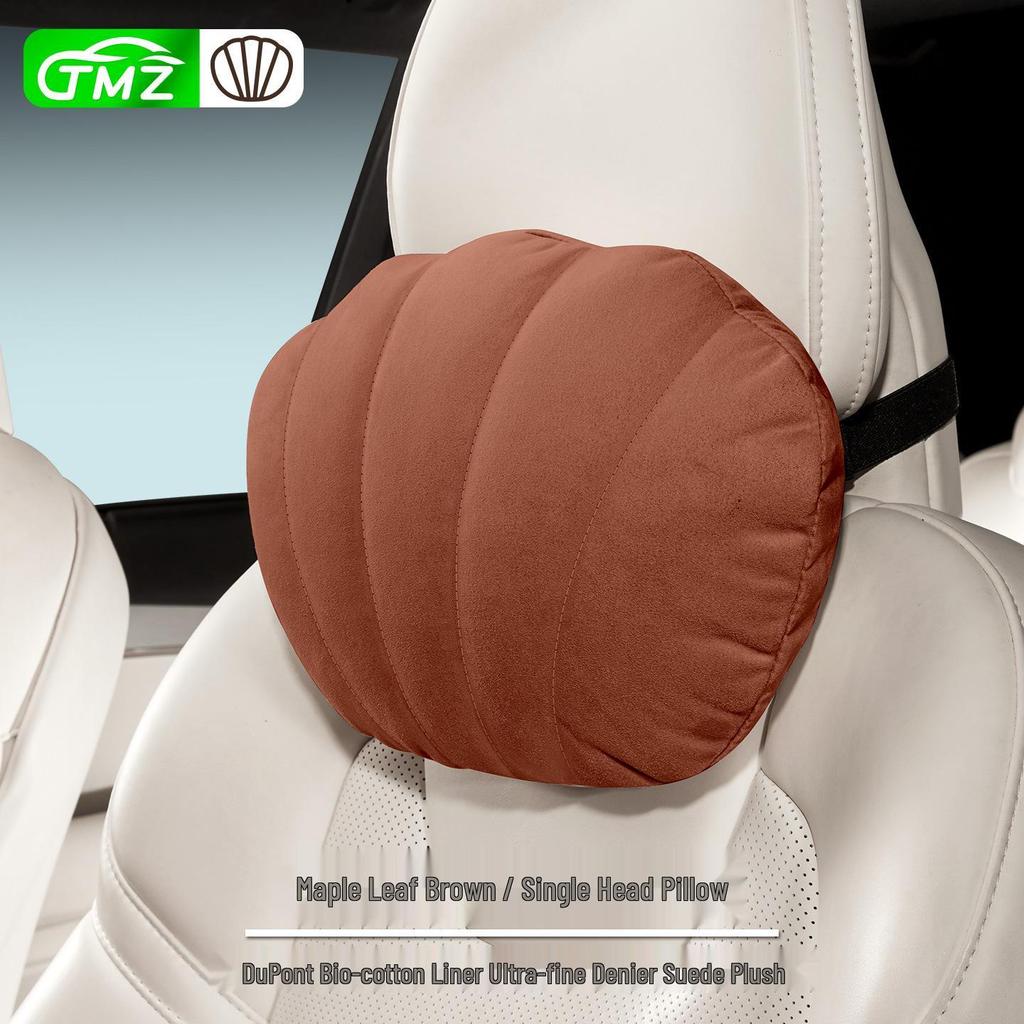Suede Plush Lumbar Pillow for Car Headrest - Fits Mercedes-Maybach, BMW, Tesla, Xpeng P7 - Head & Neck Support
