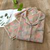 Yarn-dyed Floral Cotton Lapel Cardigan Long Sleeve Retro Home Clothes Set