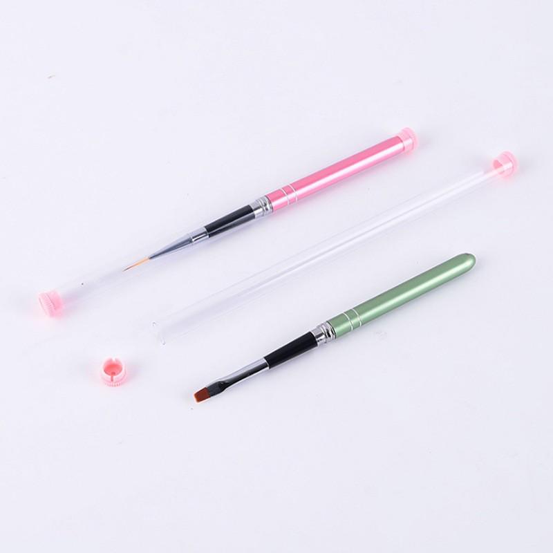 10-Piece Nail Art Gel Polish Pen & Brush Set: Round/Flat Heads for Liner, Flowers, Painting & Blending Brushes