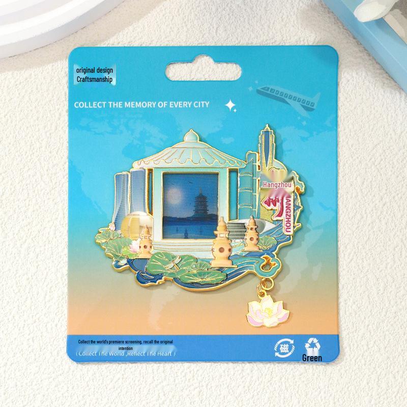 Hangzhou City Metal Refrigerator Magnet - Custom Cultural and Creative Design