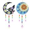 1 Juego de nuevo kit de colgante de pintura de diamante, libélula, lobo, sol, mariposa, pájaros, abejas, arte, carillón de viento, colgante, decoración del jardín del hogar, 5 estilos