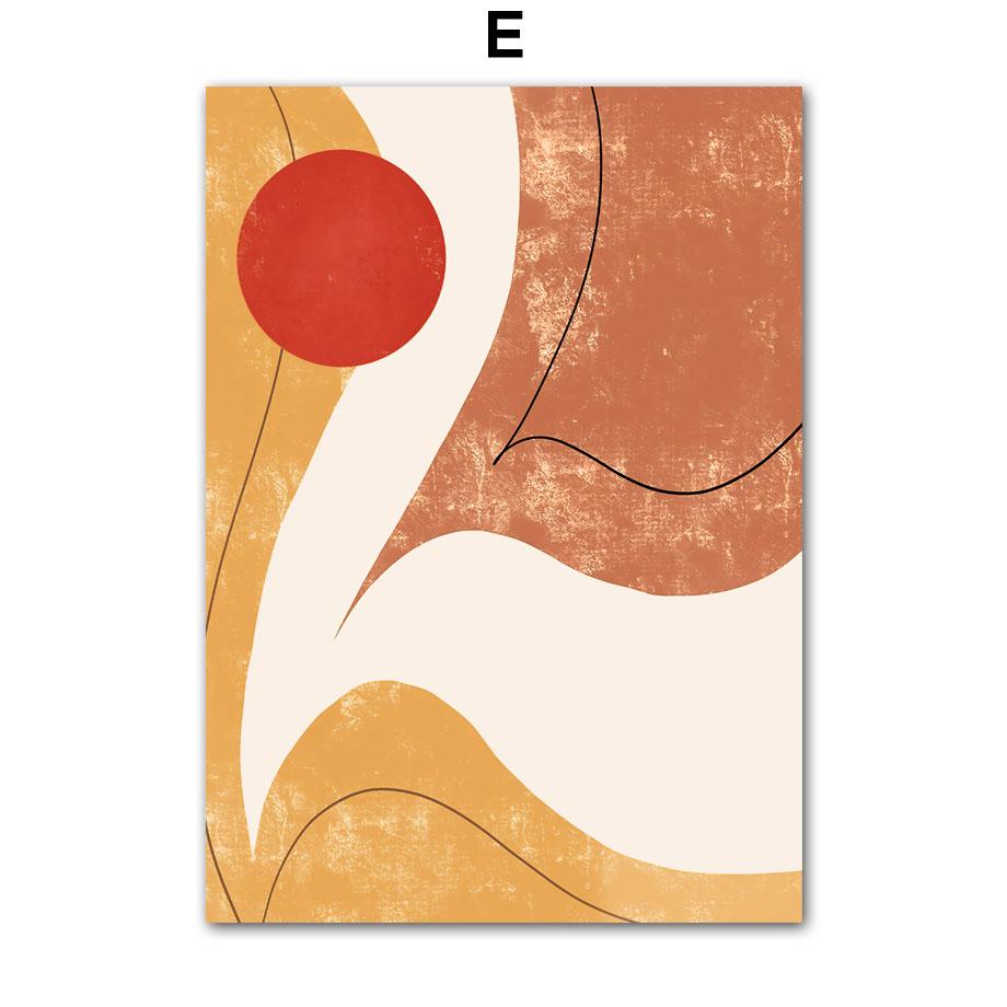 Wall Art Canvas Painting Red Yellow Line Girl Willow Branch Minimalist Living Room Decoration Posters And Prints Wall Pictures