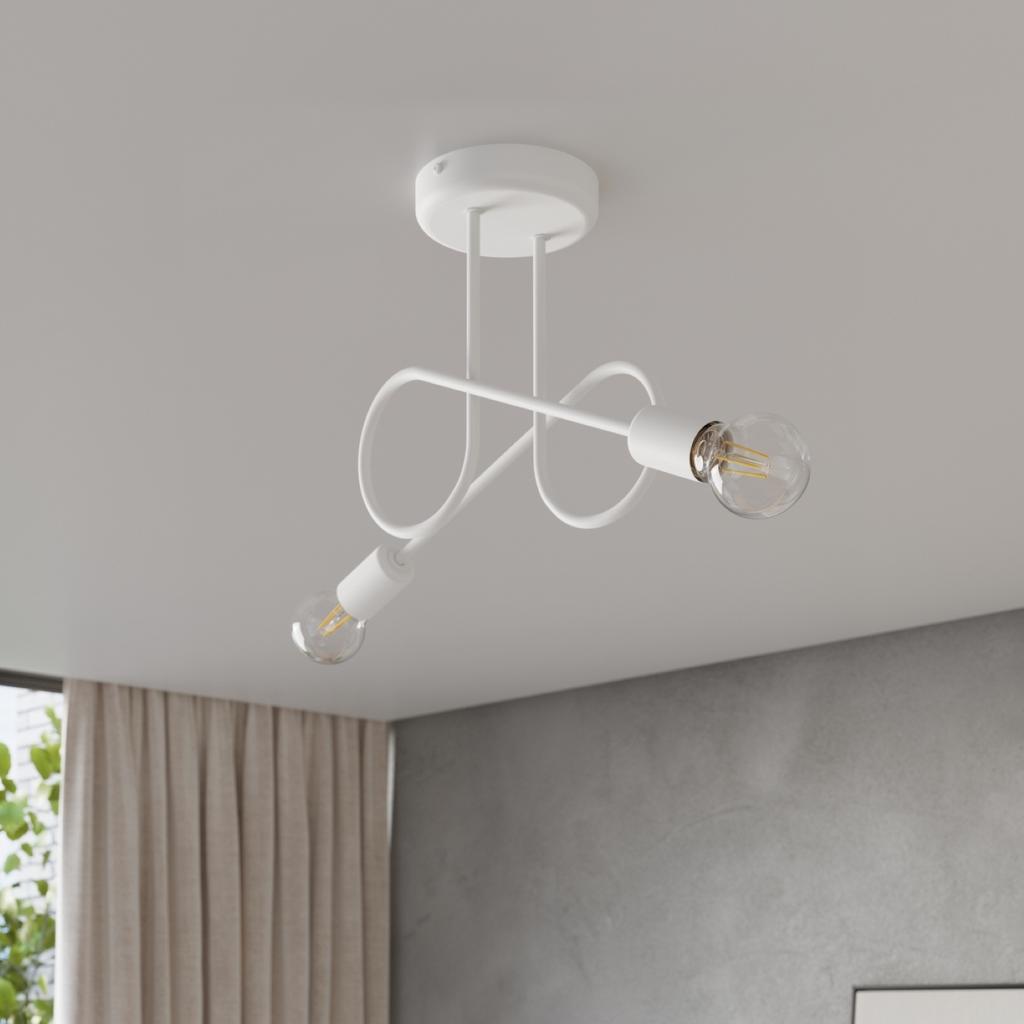 Lampa Sufitowa Loftowa Biała Pętla Do Salonu Przedpokoju 2Xe27 15W Loop Sollux Lighting