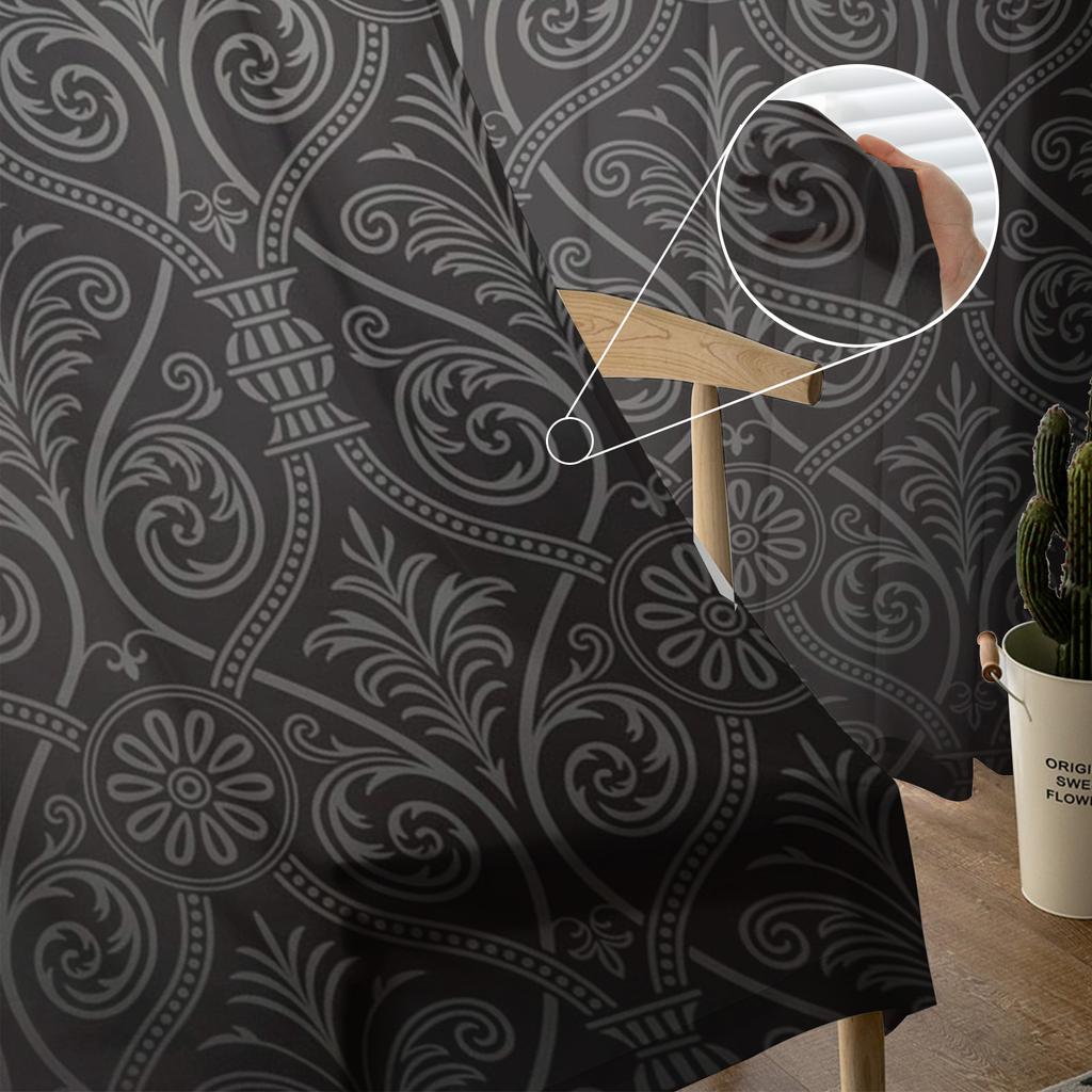 Floral Black Texture Modern Curtains For Living Room Transparent Tulle Curtains Window Sheer For The Bedroom Accessories Decor