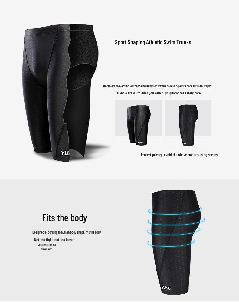 Huke Herren Übergröße Haihaut Schnelltrocknend Wasserdicht Badehose mit Flachem Bein und Kordelzug