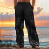 New Beach Men's Printed Casual Cotton Linen Loose Trousers