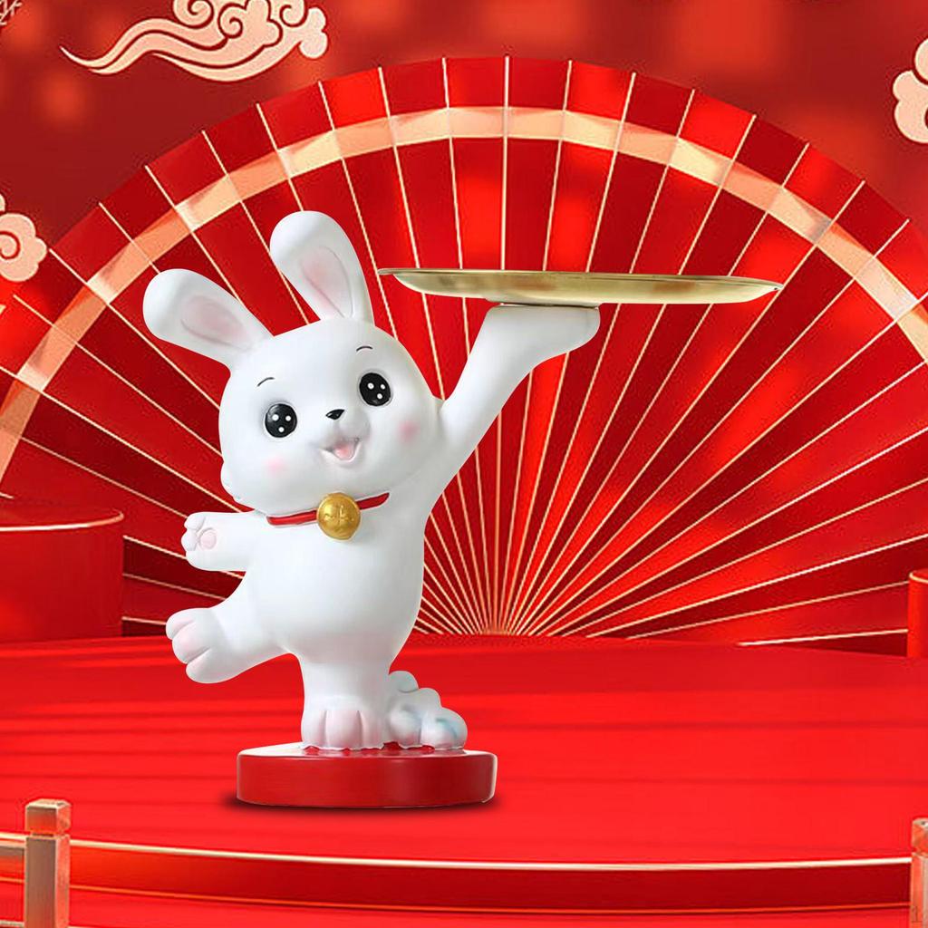 Statue Figurine Animal Sculpture Bunny Figure Resin Decoration Ornament Decorative for Tabletop Home