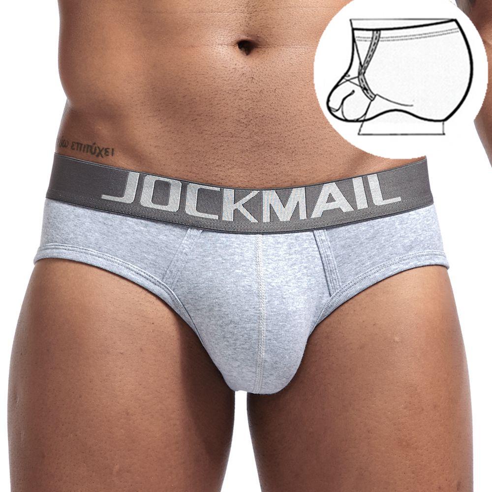 

JOCKMAIL Мужские трусы-джоки с низкой посадкой из гребенного хлопка с U-образным гульфиком M серый