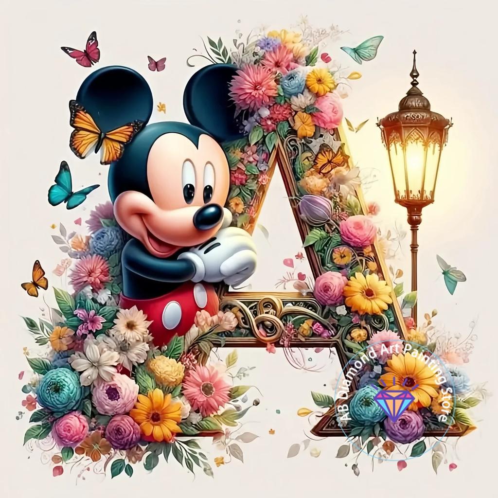 Mickey Mouse Minnie Letter Diamond Painting Kit 5D DIY Diamond Embroidery Cross Embroidery Handmade Art Gift Home Decoration