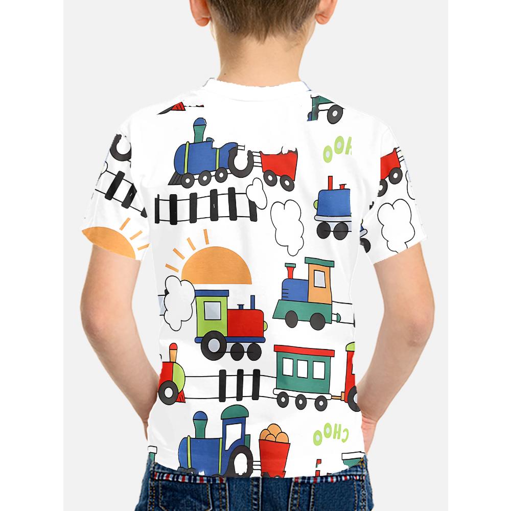 Koreanische Kinderkleidung 2024 Cartoon-Züge Kinder Frühlingskleidung Kinder Jungen Kleidung Oberteile T-Shirt für einen Jungen Oberteile