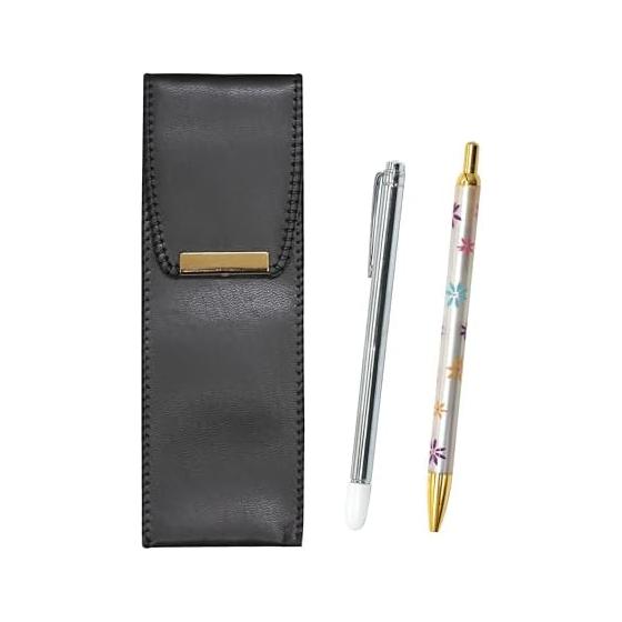 Eco-Leather Pen Case, Metal Pointer, Floral Ballpoint Pen Set - BR-701S-HS380B, Made in Japan, Artificial Leather, Pen Case, 60cm Pointer, Metal,