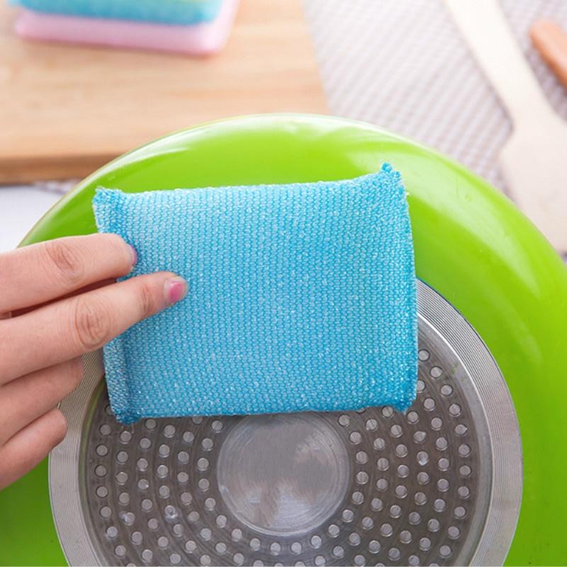 New 4Pieces / Set of Sponge Scouring Pad Rag Cleaning Brush Super Decontamination Housework Dishwashing