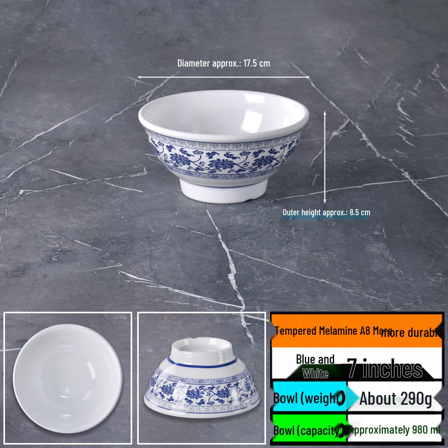 Large Melamine Bowl for Beef Noodle, Soup, or Rice Noodle Dishes - Thick and Durable for Restaurant Use