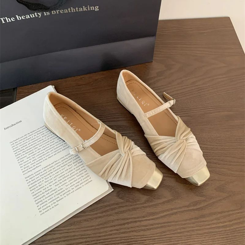 Fashion Bailamos Brand Women Velvet Flat Shoes Square Toe Shallow Soft Ballerina Shoes Ladies Casual Dress Ballet Loafers Classics Mujer