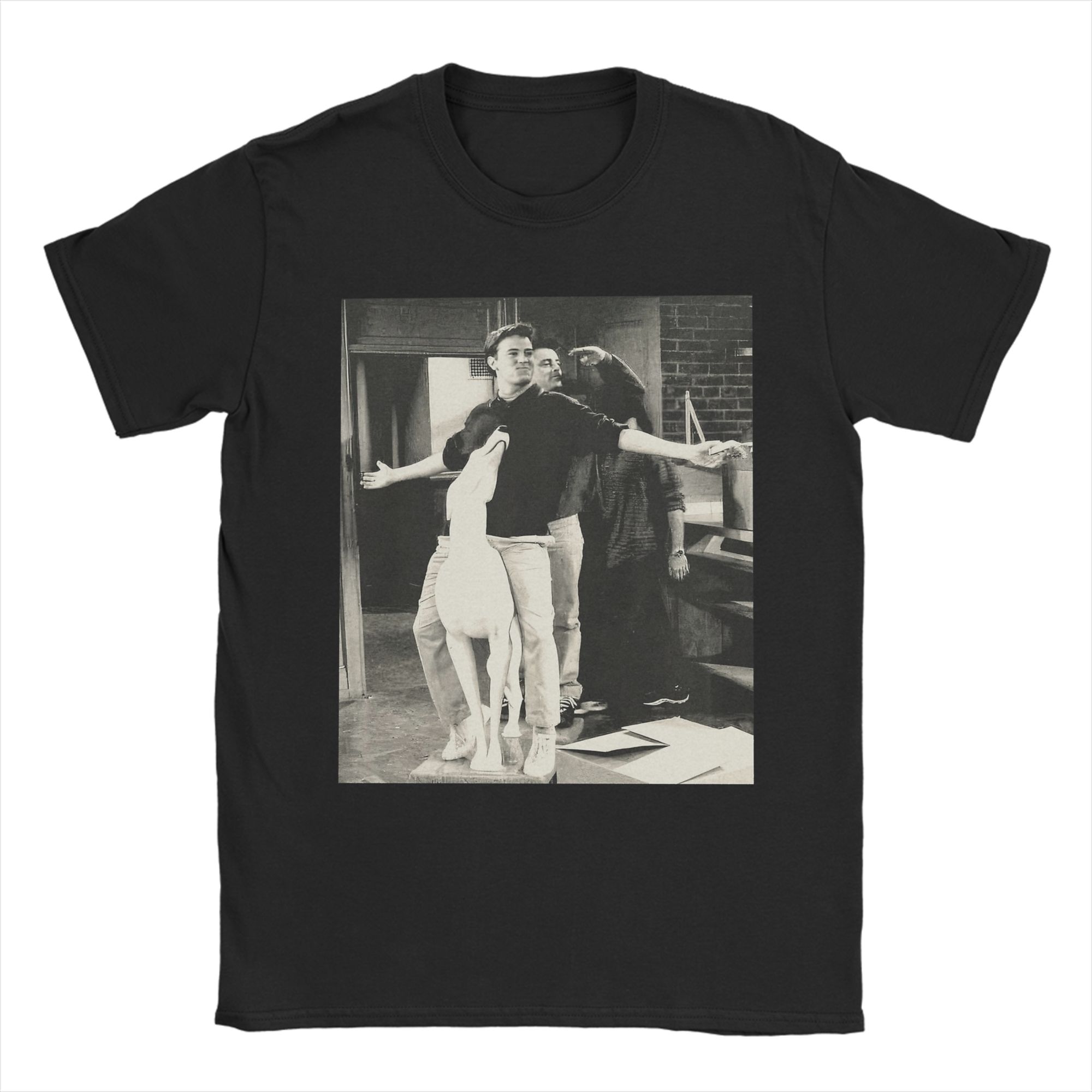 Friends TV Show Joey Tribbiani Chandler Bing T-Shirt for Men Unique 100% Cotton Tee Shirt Short Sleeve T Shirts 4XL 5XL Cloth... S разноцветный
