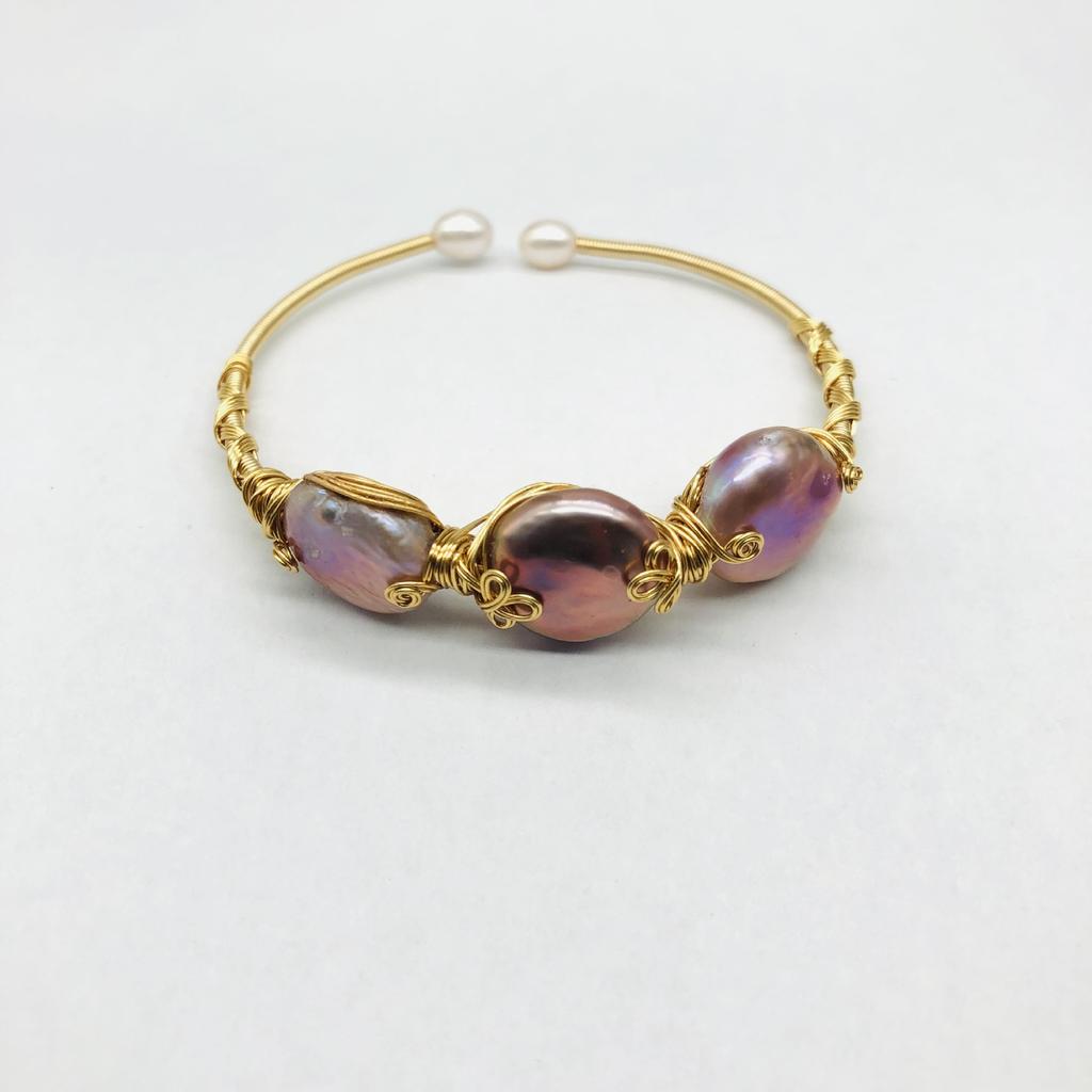 Natural Freshwater Pearl Bracelet Three Pearl Winding Hand Inlaid Bracelet