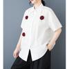 DIMANAF 2026 Women Plus Size New Summer Blouse Shirt Short Sleeve Casual Loose Lady Tops Shirts Cotton Floral
