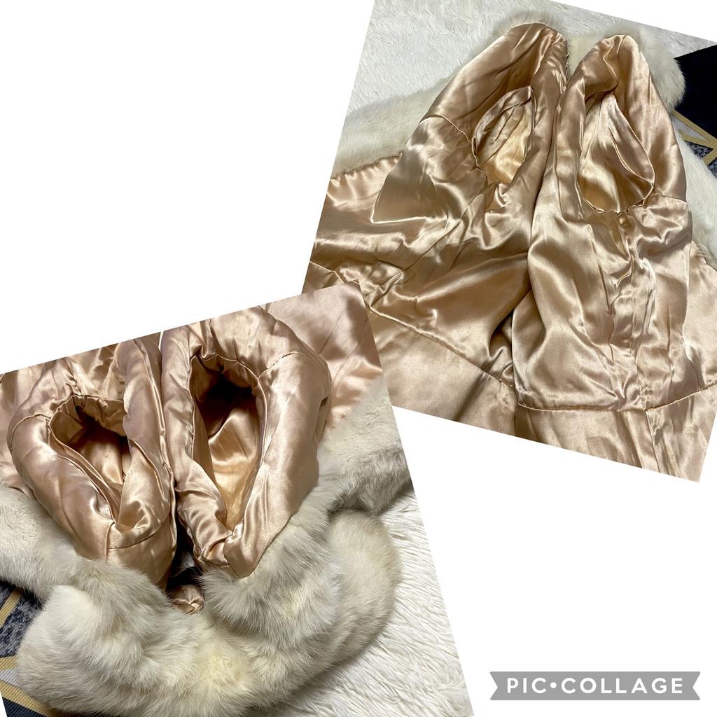 Total Length 81cm Rabbit GRACE FUR Short Coat Jacket Real Fur Size M Equivalent White Beige Brown Women's Vintage American Casual Vintage Clothing
