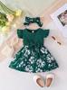 Dolce Vestito con Fiocco e Maniche a Palloncino per Bambina - Stile Europeo & Americano, Outfit da Principessa Estiva per Età 0-2