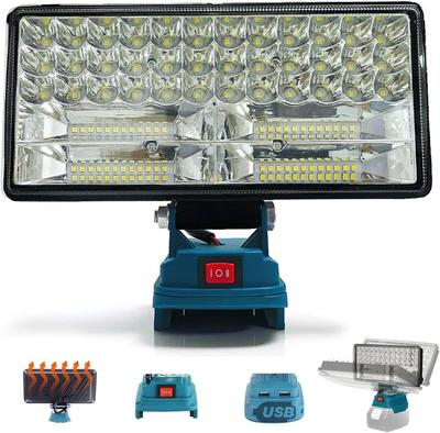 Bumxca LED Flutlicht Arbeitslicht 8000LM Helligkeit Wiederaufladbares Flutlicht LED-Chips 4 Arbeitslicht 2 Helligkeitsstufen Winkelverstellung Makita