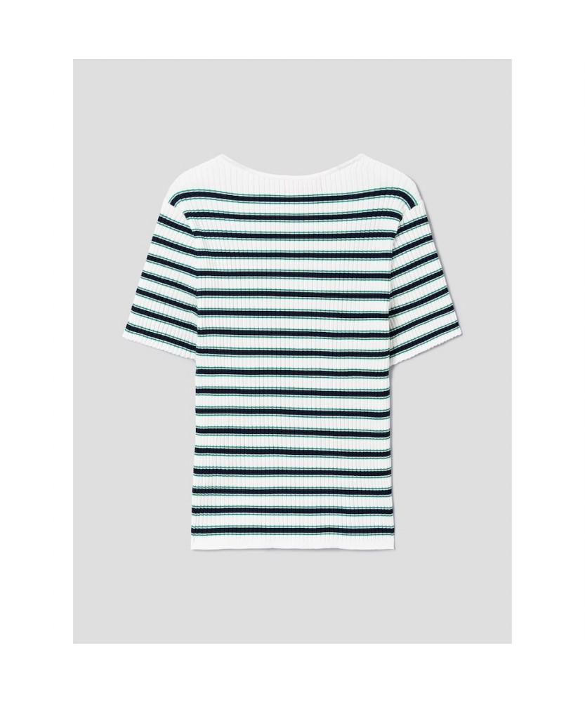 Binpolleidiseu [B. My] Ribbed Stripe Knit Pullover Ivory (Bf6451N020)