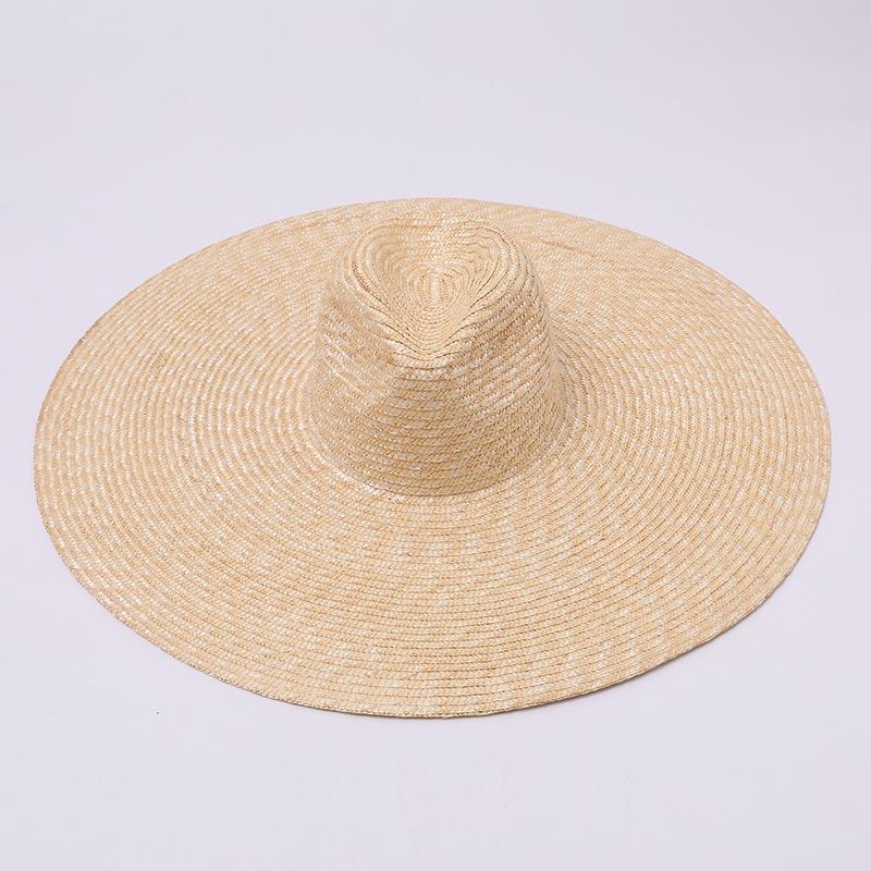 Moda Natural Paja Tejido a Mano 15cm 18cm Ala Ancha Panamá Jazz Sombrero de Paja Mujer Hombre Verano Oversize Playa Sombrero Mujer Playa