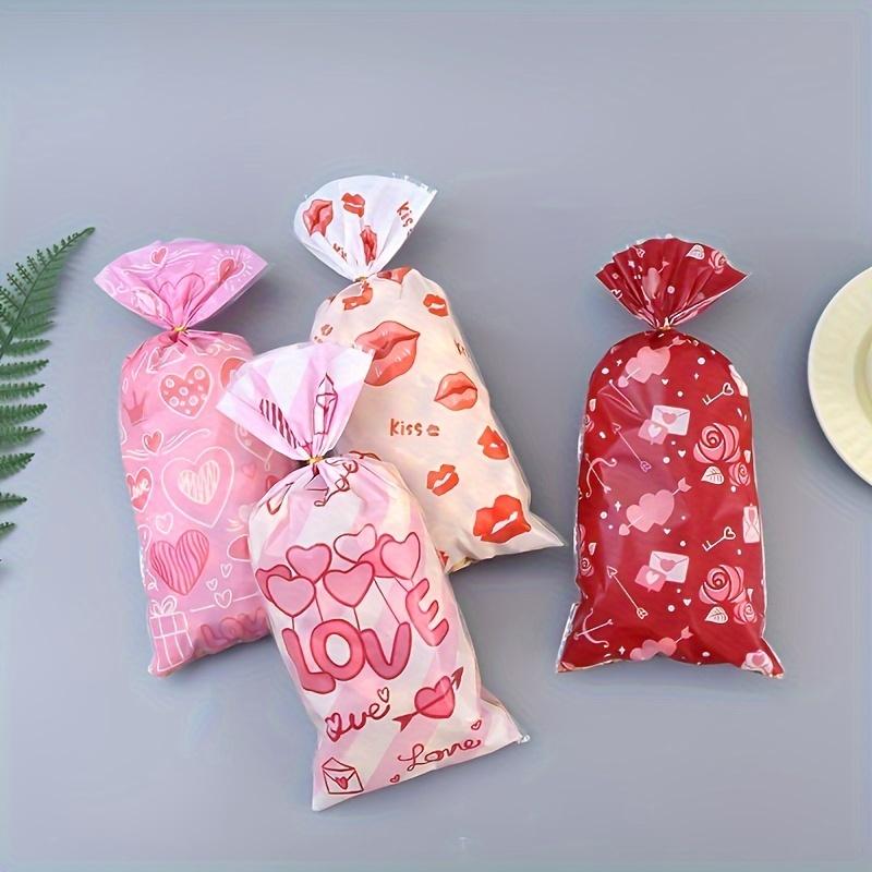 50pcs Valentine's Day Candy Bag Love Packaging Bag Flame Red Lip Snack Cookie Bag Party Gift Bag Food Packaging Bag Supplies Baking Shop Supplies