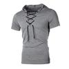 Męska koszulka T-shirt z krótkim rękawem, z nadrukiem, letnia osobowość, z kapturem, sznurowana, Homme, dopasowana, sportowa, męska koszulka T-shirt