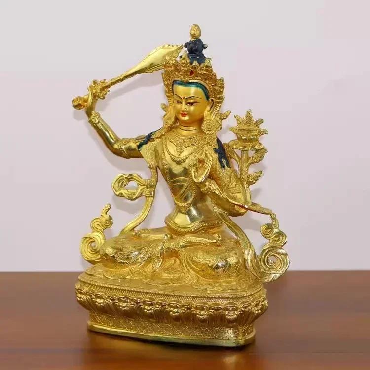 Feng Shui Copper Attract  Wealth Tibetan Tantric Manjushri Buddha Statue Craft Desktop Decor