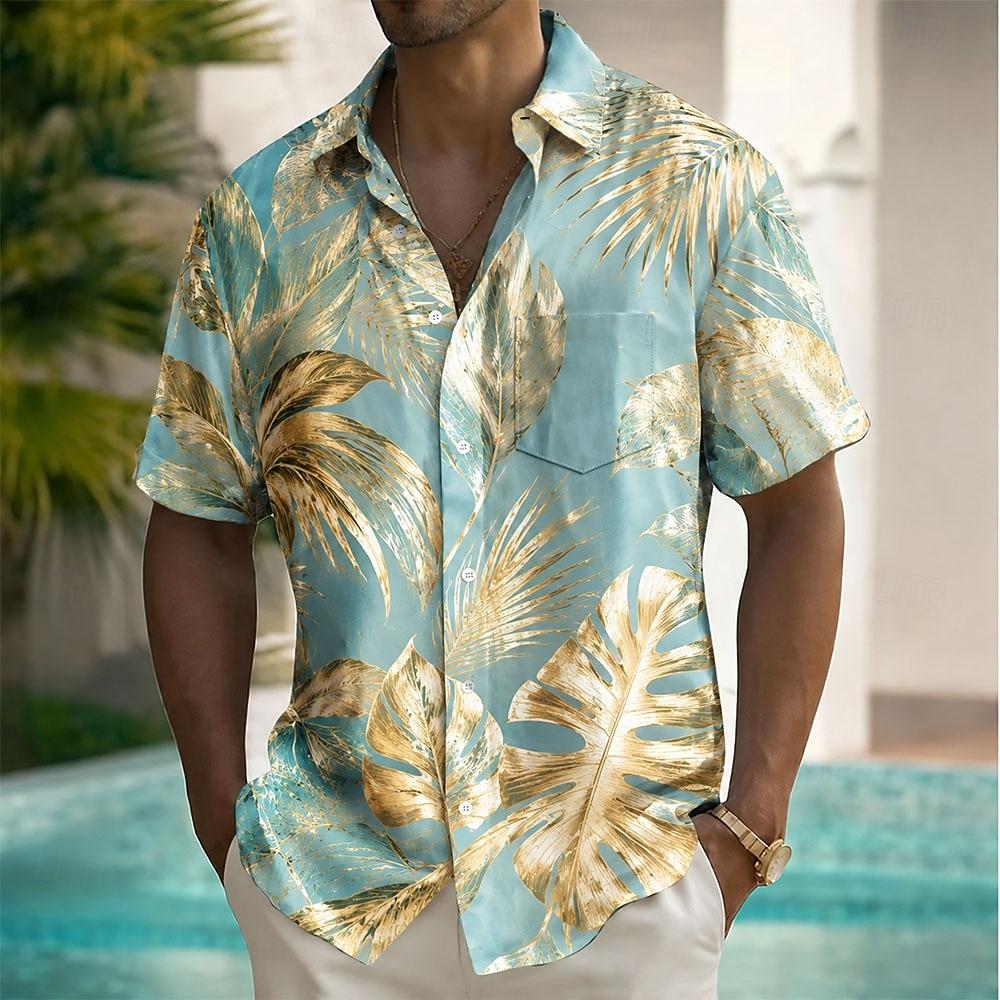 Men's Palm Leaf Coconut Palm Tropical Plants Hawaiian Shirt Tropical Shirts Aloha Shirt Short Sleeve