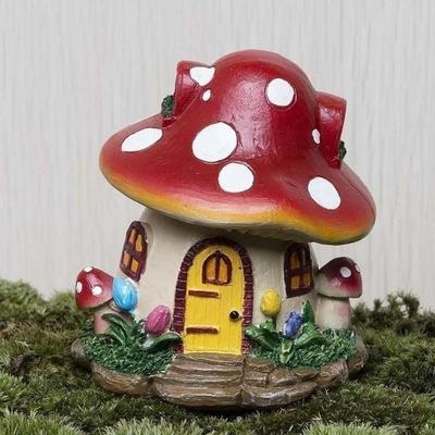 Mushroom House Mini Resin Outdoor Fairy Tale Garden Flower Potting Craft Home Gardening Decoration