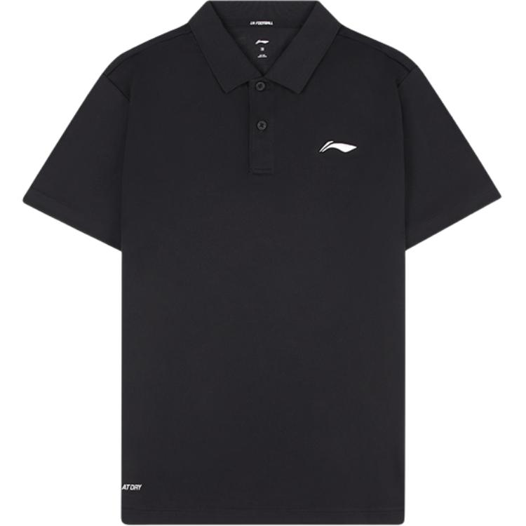 

Li Ning однотонная удобная универсальная дышащая спортивная рубашка-поло для мужчин, черный цвет APLU861-2 M